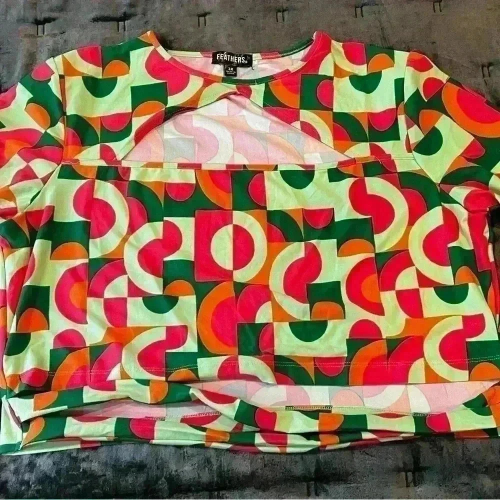 Feathers Outfit/PJs Size 3X Super Groovy Set Butter Soft Comfy Colorful 70s Vibe - Picture 4 of 7